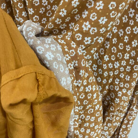 DRESS FORUM LA | Mustard White Floral Balloon Sleeve Dress Tiered | Size S - Picture 10 of 14